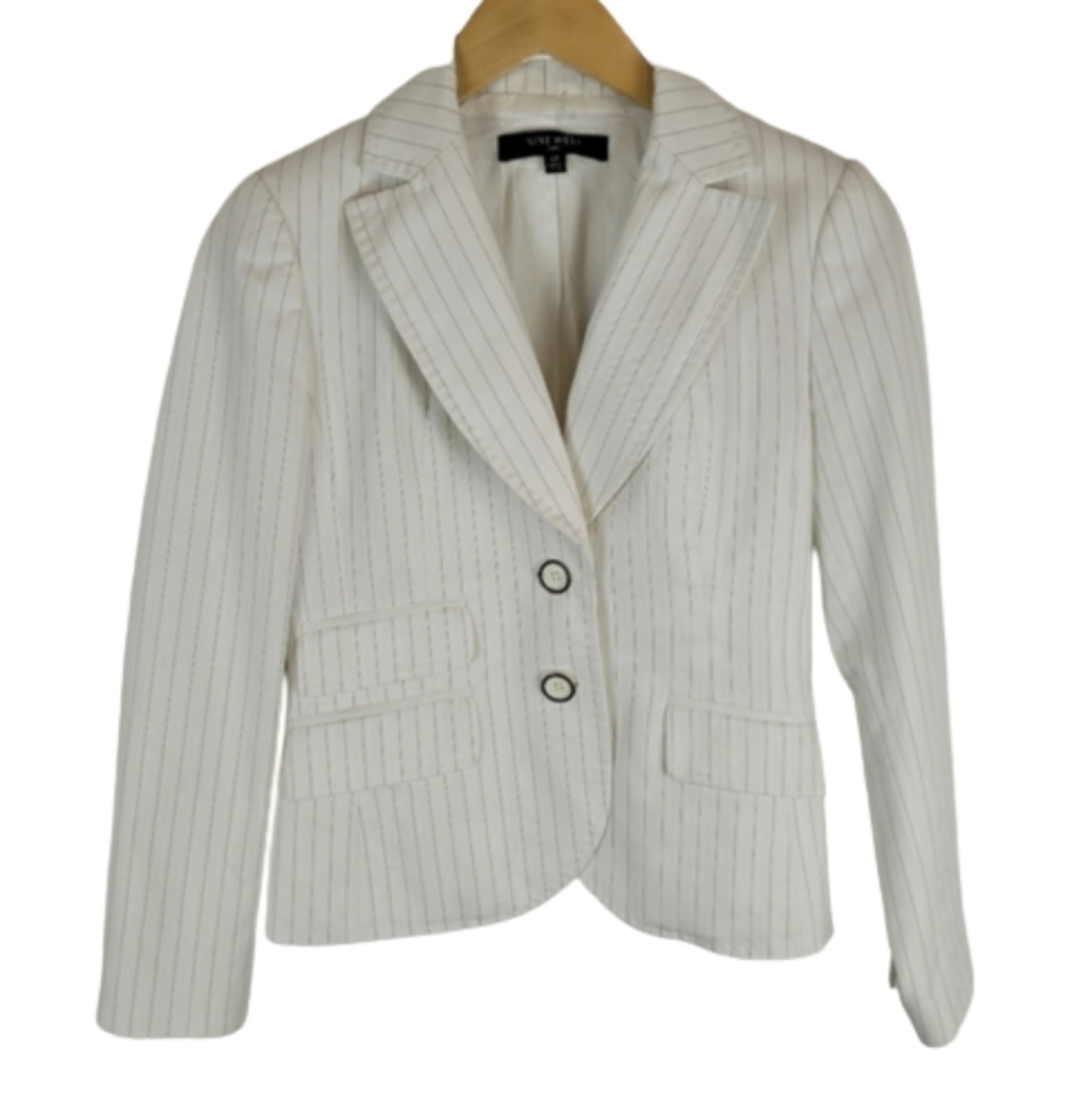 Nine west white pinstriped blazer